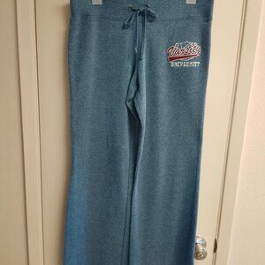 Women's Jrs Y2K No Boundaries Blue Varsity Mid Rise Flare Sweatpants M7/9